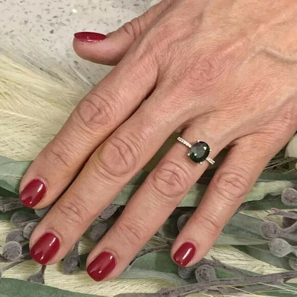 Sapphire Diamond Ring 14k White Gold 4.40 mm Certified $3,950 921163 - Picture 3 of 13